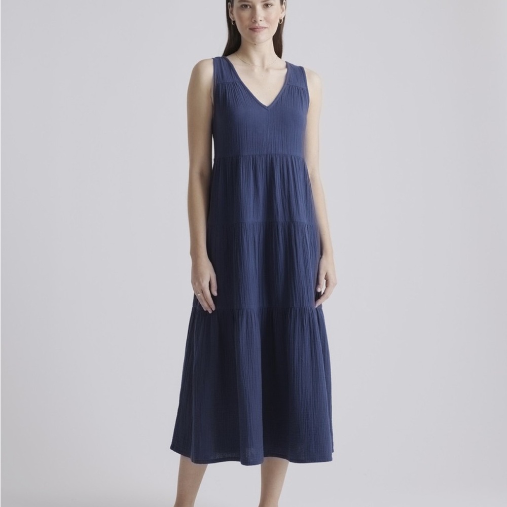 Quince Gauze Cotton Tiered Maxi Dress NWT
